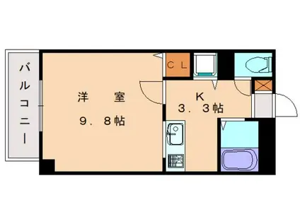 ウインサム和白(1K/3階)の間取り写真