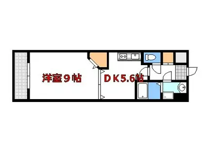 グラビスコート八丁堀(1DK/8階)の間取り写真