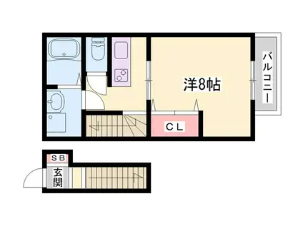 セレーノオルト(1DK/2階)の間取り写真