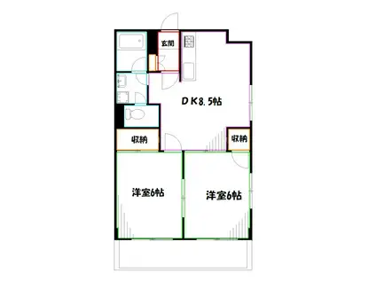 ライムかいぬま(2DK/4階)の間取り写真