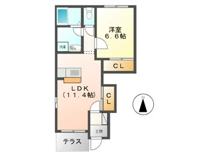 エクシードIII(1LDK/1階)の間取り写真