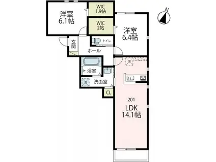 プレシャス北矢名(2LDK/2階)の間取り写真