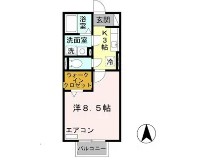 シエスタ学園南(1K/2階)の間取り写真