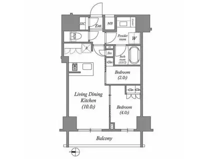 ACP RESIDENCE錦糸町(2LDK/2階)の間取り写真