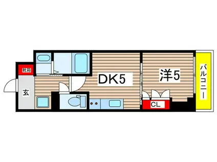 アルファプライム東陽町(1DK/3階)の間取り写真