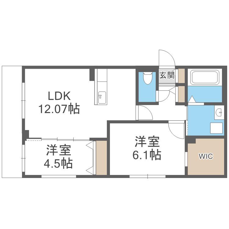 ヴォヤージュ菊水(2LDK/1階)の間取り写真