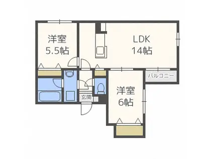 LA MAISON COUP DE COEUR Vメゾン クー・ドゥ(2LDK/1階)の間取り写真