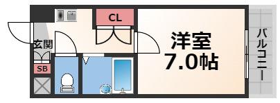 リップル布施イースト(1K/7階)の間取り写真