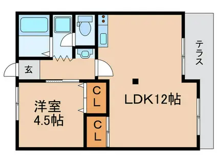 グリーンハイツ五十嵐(1LDK/1階)の間取り写真