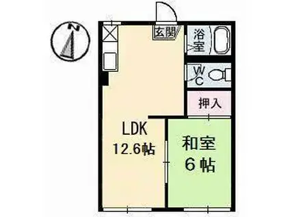 シーサイド・ハイツ A棟(1LDK/1階)の間取り写真