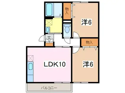 ブリリアントY A(2LDK/3階)の間取り写真