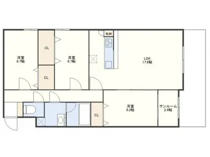 CHANTE大財(3LDK/4階)の間取り写真