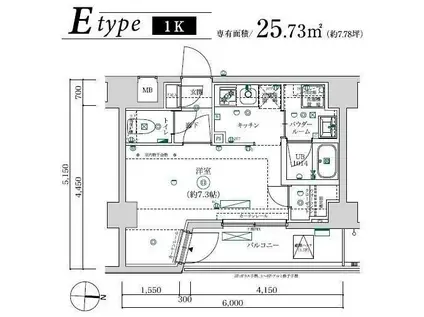 MAXIV武蔵新城TRE(1K/3階)の間取り写真