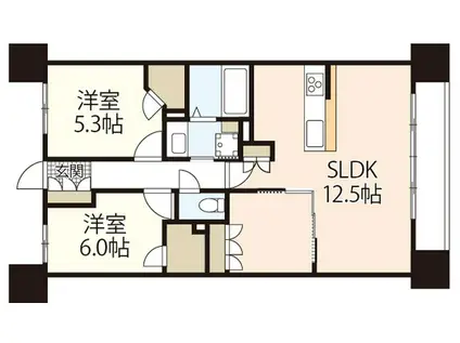 ソシオ・ザ・プライド新白島(2SLDK/11階)の間取り写真