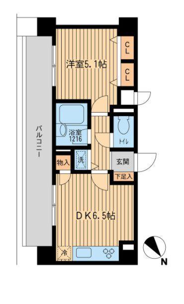 ラポール三田(1DK/7階)の間取り写真