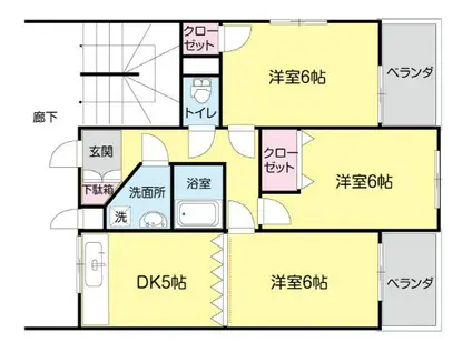 五島 ビル(3LDK/3階)の間取り写真