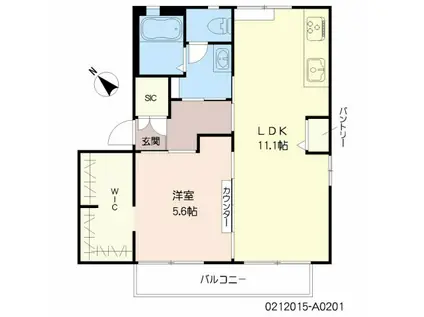 メゾン・ナンディナA棟(1LDK/2階)の間取り写真