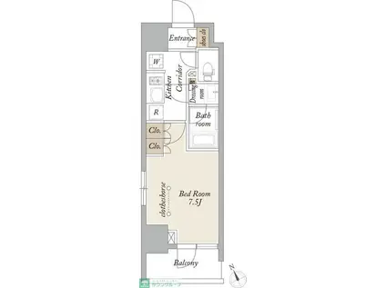 プライマル浅草言問通(1K/3階)の間取り写真