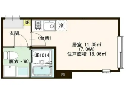 ハーモニーテラス北小岩XVII(ワンルーム/1階)の間取り写真