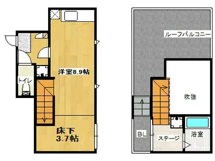 MAISONETIC ボヌール(ワンルーム/2階)の間取り写真