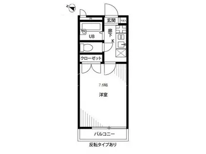 アンプルールフェールヒルサイドステージ(1K/1階)の間取り写真