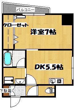 ライオンズマンション交通局前(1DK/4階)の間取り写真
