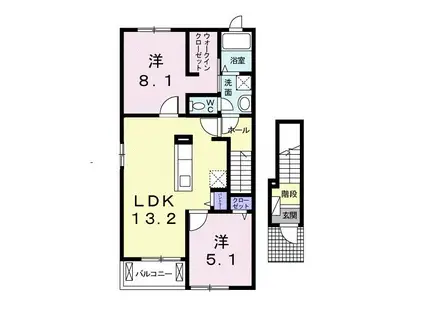 サンシャインV(2LDK/2階)の間取り写真