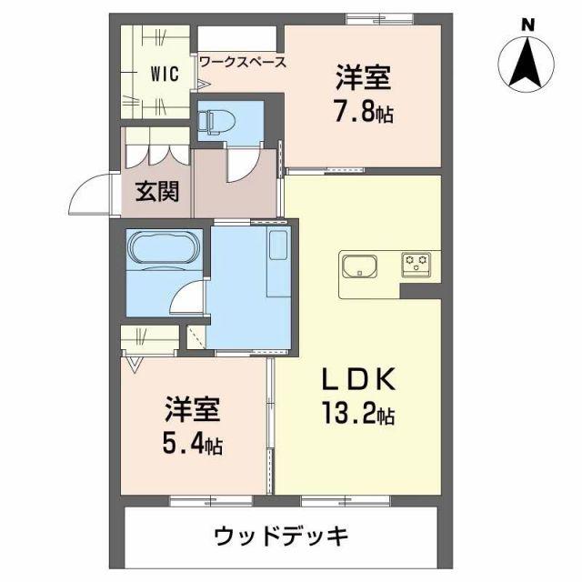 シャーメゾンリアンI(2LDK/1階)の間取り写真