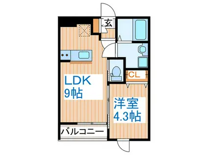 LE BLANC F(1LDK/1階)の間取り写真