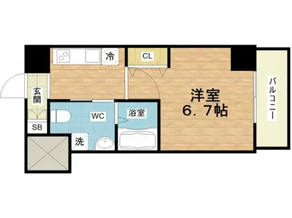 エルプレイス本町(1K/9階)の間取り写真