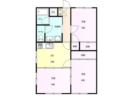 メゾンサンライズA(3DK/3階)の間取り写真