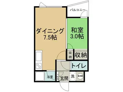 コーポシティライフ(1DK/3階)の間取り写真