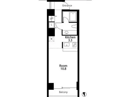 ケイズ・プレイス(ワンルーム/8階)の間取り写真