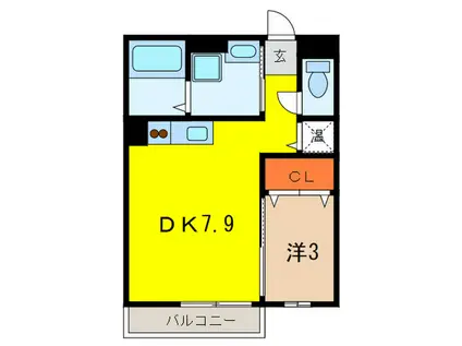 タウンコート高司(1DK/2階)の間取り写真