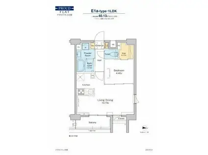 プラウドフラット中野(1LDK/3階)の間取り写真