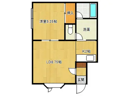 ガーデンヒル(1LDK/2階)の間取り写真