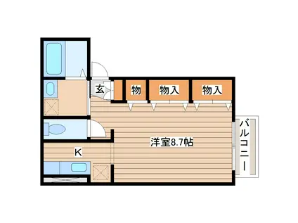 ヴィラージュ輝B(1K/2階)の間取り写真