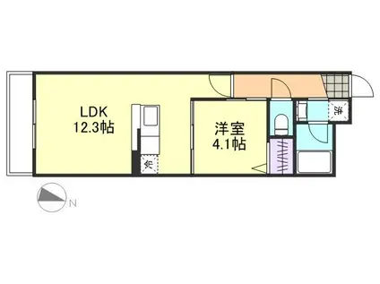 マリンパレスI(1LDK/1階)の間取り写真