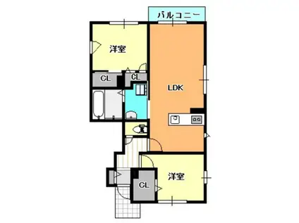 廿日市市住吉2丁目AP(2LDK/1階)の間取り写真