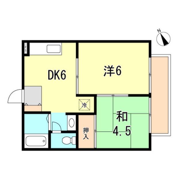 サマックスルミナス3(2DK/2階)の間取り写真
