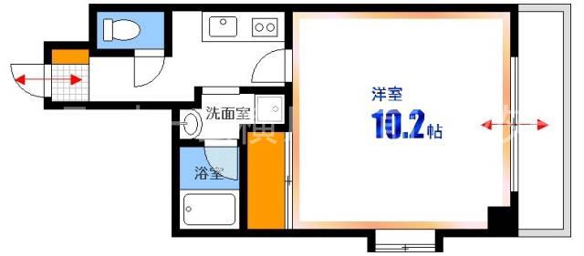 ヴィラくすの木(1K/2階)の間取り写真
