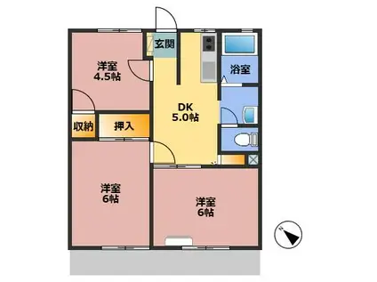 サンシティ富島B(3DK/1階)の間取り写真