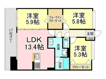 ニューガイア四季彩の丘(3LDK/7階)の間取り写真
