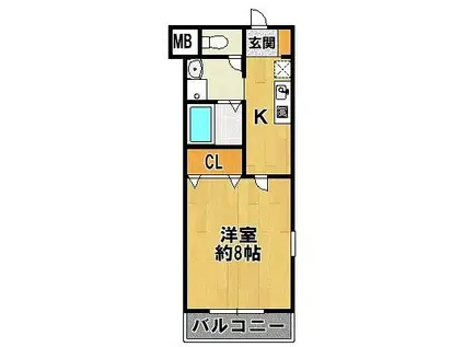 クロスAKT(ワンルーム/2階)の間取り写真