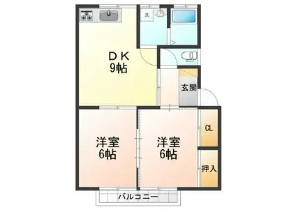 サンフラワー田鶴(2DK/2階)の間取り写真