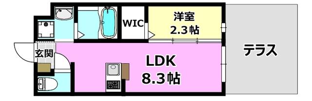 リアコート千里丘I ノース(1LDK/1階)の間取り写真
