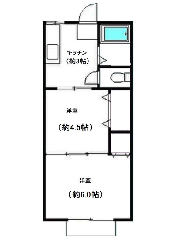 クリフサイド(2K/1階)の間取り写真