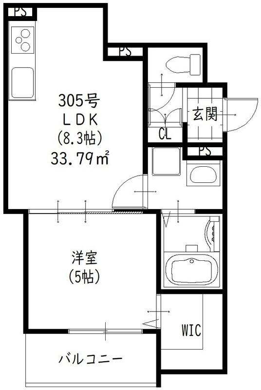 ラモーナ鶴橋(1LDK/3階)の間取り写真