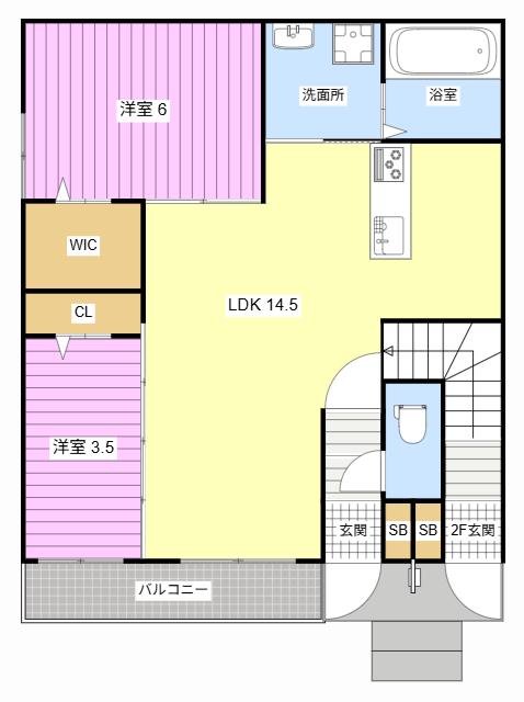 エルガーデン早出(2LDK/1階)の間取り写真