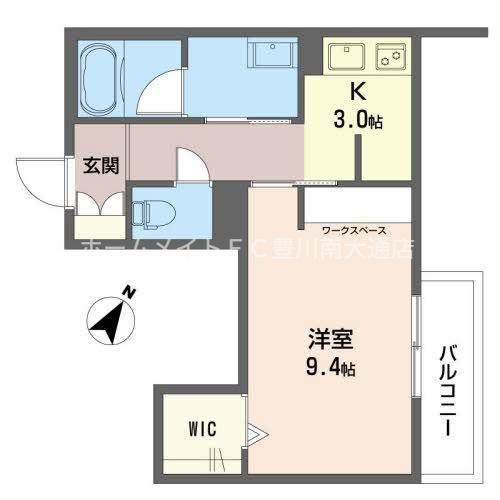 クリザンテーム(1K/2階)の間取り写真